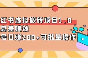 （3872期）小红书虚拟搬砖项目1.0，信息差赚钱，单号日赚200+可批量操作！