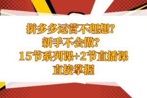 拼多多运营不理想？新手不会做？15节系列课+2节直播课学会直接掌握