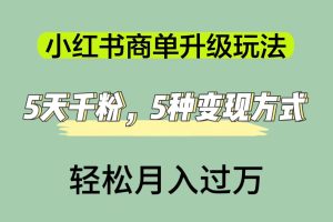 （7312期）小红书商单升级玩法，5天千粉，5种变现渠道，轻松月入1万+