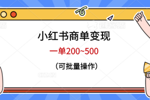 （6493期）小红书商单变现，一单200~500，可批量操作