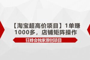 【淘宝超高价项目】1单赚1000多，店铺矩阵操作