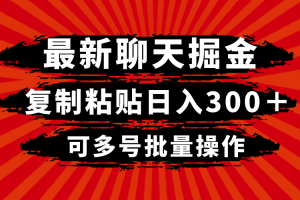 （8225期）最新聊天掘金，复制粘贴日入300＋，可多号批量操作