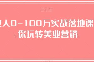 美业人0-100万实战落地课，教你玩转美业营销