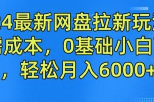 2024最新网盘拉新玩法，无需成本，0基础小白可做，轻松月入6000+【揭秘】