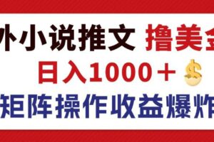 （12333期）最新海外小说推文撸美金，日入1000＋ 蓝海市场，矩阵放大收益爆炸