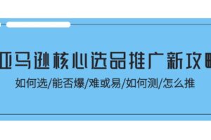 （11434期）亚马逊核心选品推广新攻略！如何选/能否爆/难或易/如何测/怎么推