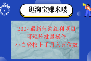 （12033期）2024淘宝蓝海红利项目，无脑搬运操作简单，小白轻松月入五位数，可矩阵…