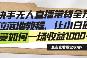 （8676期）快手无人直播带货全方位落地教程，让小白感受如何一场收益1000+