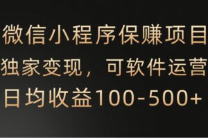 微信小程序，腾讯保赚项目，可软件自动运营，日均100-500+收益有保障