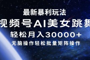 （12377期）最新暴利玩法视频号AI美女，简单矩阵轻松月入30000+