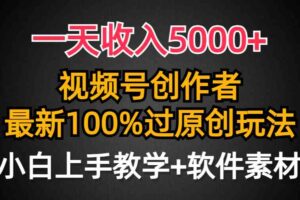 （9568期）一天收入5000+，视频号创作者，最新100%原创玩法，对新人友好，小白也可.