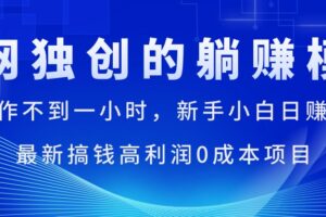 （11307期）每天操作不到一小时，新手小白日赚1500+，最新搞钱高利润0成本项目