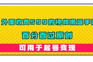 （7288期）外面收费599的视频搬运手法，百分百过原创，可用起号变现