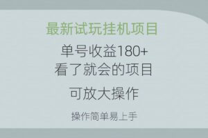 （10510期）最新试玩挂机项目 单号收益180+看了就会的项目，可放大操作 操作简单易…