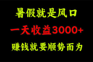 （11670期）一天收益3000+ 赚钱就是顺势而为，暑假就是风口