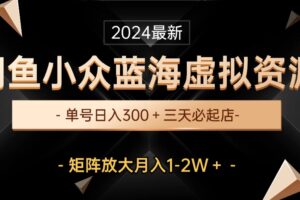 （10336期）最新闲鱼小众蓝海虚拟资源，单号日入300＋，三天必起店，矩阵放大月入1-2W