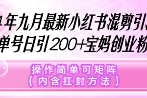 （12530期）小红书混剪引流，单号日引200+宝妈创业粉，操作简单可矩阵（内含扛封…