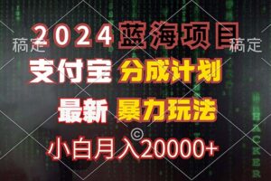 （12339期）2024蓝海项目，支付宝分成计划，暴力玩法，刷爆播放量，小白月入20000+