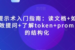 AI提示术入门指南：读文档+如何有效提问+了解token+prompt的结构化【揭秘】