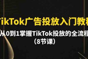 TikTok广告投放入门教程，从0到1掌握TikTok投放的全流程（8节课）