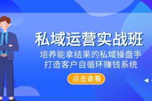 （7986期）私域运营实战班，培养能拿结果的私域操盘手，打造客户自循环赚钱系统