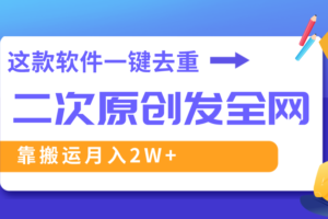 （8627期）这款软件深度去重、轻松过原创，一个视频全网分发，靠搬运月入2W+