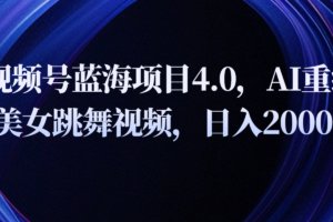 视频号蓝海项目4.0和拓展玩法，AI重绘美女跳舞视频，日入2000+