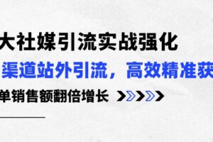 （10562期）3大社媒引流实操强化，多渠道站外引流/高效精准获客/订单销售额翻倍增长