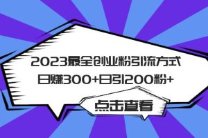 （6076期）2023最全创业粉引流方式日赚300+日引200粉+