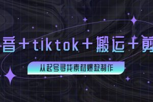 （3712期）百万粉丝博主·抖音+tiktok+搬运+剪映，从起号寻找素材爆款制作！