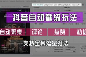 抖音自动截流玩法，利用一个软件自动采集、评论、点赞、私信，全域引流