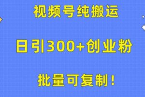 （10186期）批量可复制！视频号纯搬运日引300+创业粉教程！