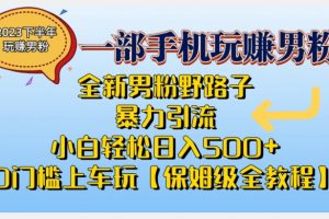 2023全新男粉野路子暴力引流，小白轻松日入500+，全新野路子玩法，0门槛上车玩【保姆级全教程】