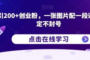 日引200+创业粉，一张图片配一段话，稳定不封号【揭秘】