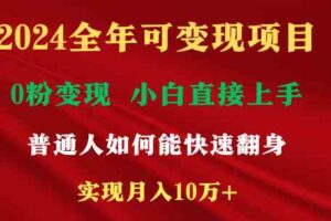 （9045期）2024全年可变现项目，一天收益至少2000+，小白上手快，普通人就要利用互…