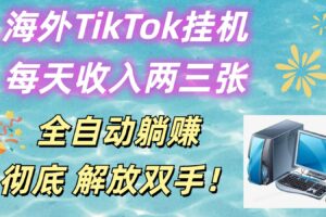 海外TikTok挂机，每天收入两三张，全自动躺赚，彻底 解放双手！