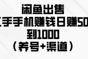 （10269期）闲鱼出售二手手机赚钱，日赚500到1000（养号+渠道）