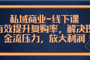 （8425期）私域商业-线下课，有效提升复购率，解决现金流压力，放大利润