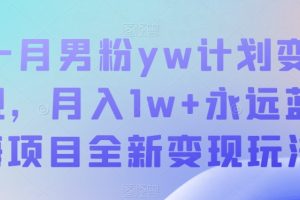 十月男粉yw计划变现，月入1w+永远蓝海项目全新变现玩法【揭秘】