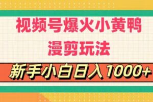 （11313期）视频号爆火小黄鸭搞笑漫剪玩法，每日1小时，新手小白日入1000+