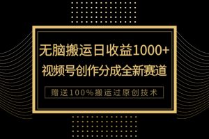 （7736期）单日收益1000+，新类目新赛道，视频号创作分成无脑搬运100%上热门