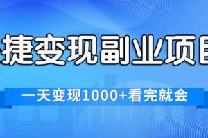 （11932期）快捷变现的副业项目，一天变现1000+，各平台最火赛道，看完就会