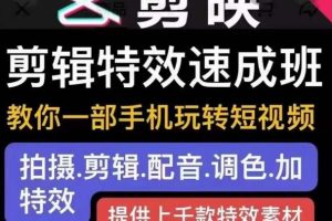 特效罗剪辑特效速成班：一部手机玩转短视频提供上千款特效素材【无水印】