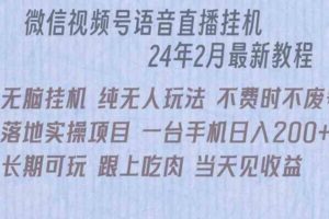 微信直播无脑挂机落地实操项目，单日躺赚收益200+