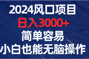 （8432期）2024风口项目，日入3000+，简单容易，小白也能无脑操作