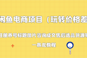 闲鱼电商项目（玩转价格差）：注册养号标题图片咨询成交售后选品货源等，一条龙教程