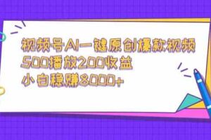 （9041期）视频号AI一键原创爆款视频，500播放200收益，小白稳赚8000+