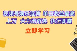 （10122期）视频号娱乐混剪  单日收益最高上万   大力出奇迹   执行即赚