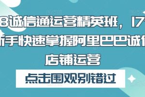 1688诚信通运营精英班，17节课让新手快速掌握阿里巴巴诚信通店铺运营