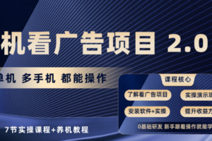 （10237期）手机看广告项目2.0，单机收益30+，提现秒到账可矩阵操作